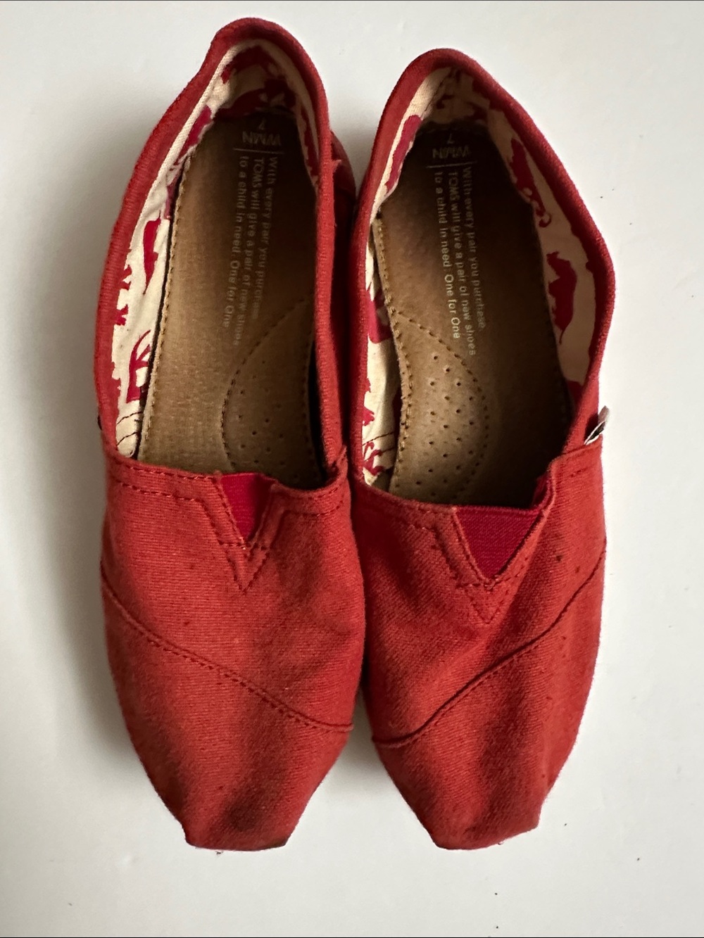 Toms Red Canvas Slip-On Shoes
